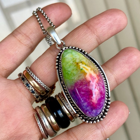 SOLD IN A BUNDLE . Sterling silver rainbow solar - Picture 6 of 8